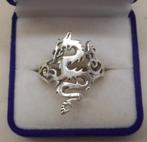 Zilveren unisex ring met draak maat 20,75 nr.613, Sieraden, Tassen en Uiterlijk, Ringen, 20 of groter, Verzenden, Zo goed als nieuw
