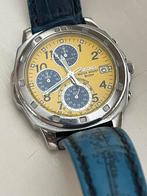 SeikoYellow Dial Blue Subdial Chronograph Quartz Watch, Sieraden, Tassen en Uiterlijk, Horloges | Heren, Seiko, Staal, Polshorloge