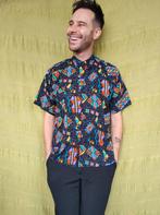 Vintage 90's overhemd / shirt / print / zwart / medium / M, Kleding | Heren, Zwart, Vintage, Hippiegalorevintage@gmail.com, Albert cuypstr 168a