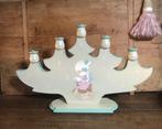 Vintage handgeschilderde houten kandelaar,  Ertsgebergte?, Ophalen of Verzenden