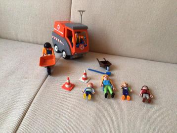 Playmobiel  setje wegwerkers auto, poppetjes en spulletjes beschikbaar voor biedingen