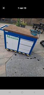 metalin/povag gereedschapswagen met heuer bankschroef, Doe-het-zelf en Verbouw, Werkbanken, Ophalen, Zo goed als nieuw, Bankschroef