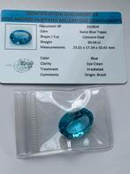 Prachtige Swiss blue topaz 30,04 crt met certificaat, Ophalen of Verzenden, Zo goed als nieuw