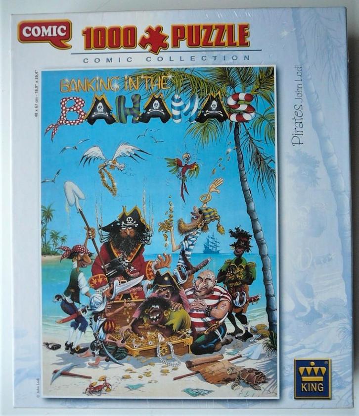 Nieuw1000st Comic Collection Pirates: Banking in de Bahamas, Hobby en Vrije tijd, Denksport en Puzzels, Nieuw, Legpuzzel, 500 t/m 1500 stukjes