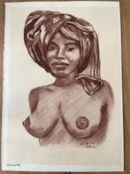 Prachtige tekening van meisje uit Madagaskar, Ophalen of Verzenden
