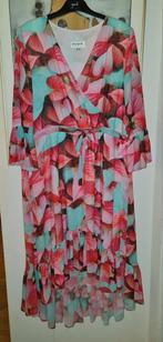 ZGAN Roze/mintgroene gevoerde chiffonjurk GEORGEDÉ NL 46/48, Verzenden, Zo goed als nieuw, Roze, Jurk