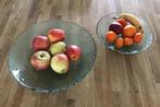 Set vintage schalen groen glas met druppels Pavel Panek, Ophalen, Gebruikt, Schaal, Rond