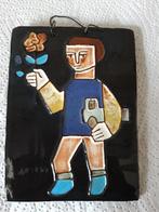 Henk Potters  Tegeltje.Man met bloem en auto., Ophalen of Verzenden, Transport