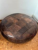 Leren poef, 80cm, met klein gaatje, Ophalen, Gebruikt, Rond, Leer