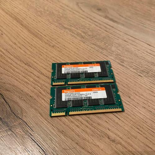 Hynix 512MB DDR 333MHz  ( 2x 256MB ), Computers en Software, RAM geheugen, Gebruikt, Laptop, 1 GB of minder, DDR, Ophalen of Verzenden