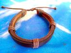 Bruin leren armband (Size: 17/21cm)met touwknoop sluiting, Verzenden, Nieuw, Bruin, Leer