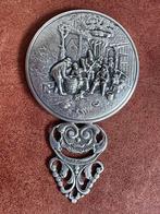 Verzilverde handspiegel afbeelding reliëf, Antiek en Kunst, Ophalen of Verzenden, Zilver
