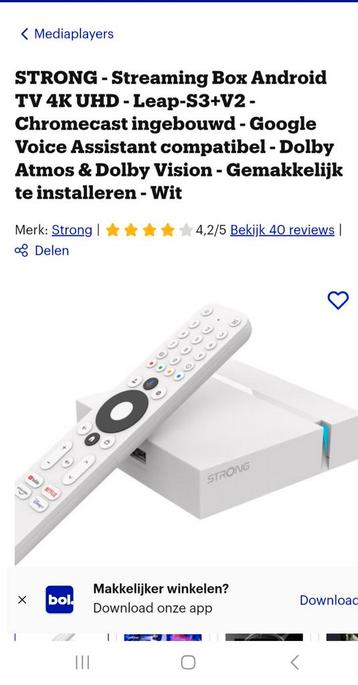 Strong Streaming Box Android TV 4K UHD beschikbaar voor biedingen