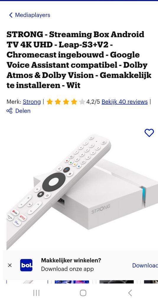 Strong Streaming Box Android TV 4K UHD, Audio, Tv en Foto, Televisies, Nieuw, Ophalen of Verzenden
