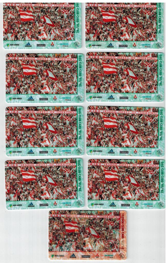 8 stuks ArenA dag club kaarten + seizoenkaart Noord 01 - 02, Verzamelen, Sportartikelen en Voetbal, Gebruikt, Poster, Plaatje of Sticker