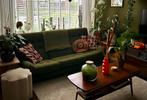 70s Retro Vintage groene 3-zits bank, Huis en Inrichting, Banken | Bankstellen, Ophalen, Driepersoons, Zo goed als nieuw, Rechte bank