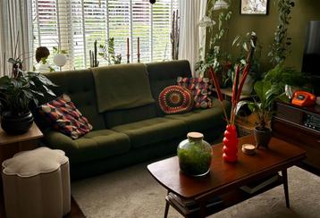 70s Retro Vintage groene 3-zits bank  beschikbaar voor biedingen