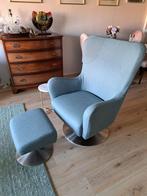 Prachtige zgan blauwgrijze fauteuil, 100 tot 125 cm, Modern klassiek, Ophalen of Verzenden, Zo goed als nieuw