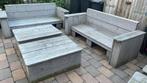 1 tuinbank met 1 tafeltje steigerhout, Tuin en Terras, Ophalen, Zo goed als nieuw, Hout