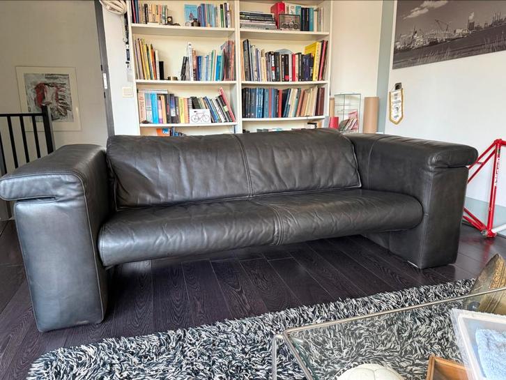Leren 3-zits Rolf Benz bank, Huis en Inrichting, Banken | Bankstellen, Gebruikt, Rechte bank, Driepersoons, 200 tot 250 cm, 75 tot 100 cm