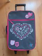 Kinderkoffer koffer donkerblauw met roze op wieltjes, Gebruikt, Minder dan 50 cm, Ophalen of Verzenden, Minder dan 35 cm