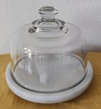 Glazen kaasstolp op marmeren plateau, Ophalen of Verzenden