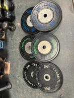 Crossmaxx Competition bumperplates incl olympische stang, Ophalen, Gebruikt, Stang, Schijven