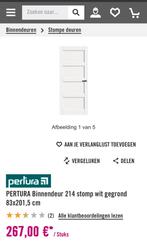 Pertura Binnendeur stomp 83x201,5cm wit gegrond, Doe-het-zelf en Verbouw, Deuren en Horren, Ophalen, 80 tot 100 cm, Binnendeur