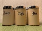 Vintage voorraadblikken Set:  Suiker Koffie & Thee, Ophalen of Verzenden, Gebruikt