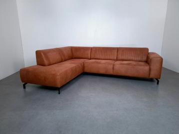 Industriële cognac hoekbank | GRATIS BEZORGING | Gereinigd beschikbaar voor biedingen
