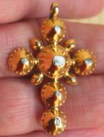 Antiek Georgisch gouden en roosdiamanten kruis hanger 18e, Verzenden, Goud