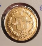 Zwitserland gouden 20 Francs 1896 B zeldzaam, Goud, Ophalen of Verzenden