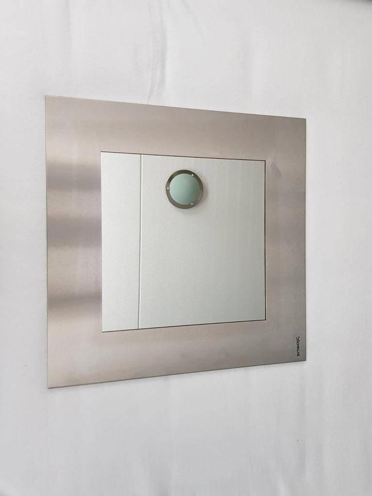 3x Blomus Muro RVS spiegels 55x55 cm. Mooie set., Huis en Inrichting, Woonaccessoires | Spiegels, Zo goed als nieuw, 50 tot 75 cm