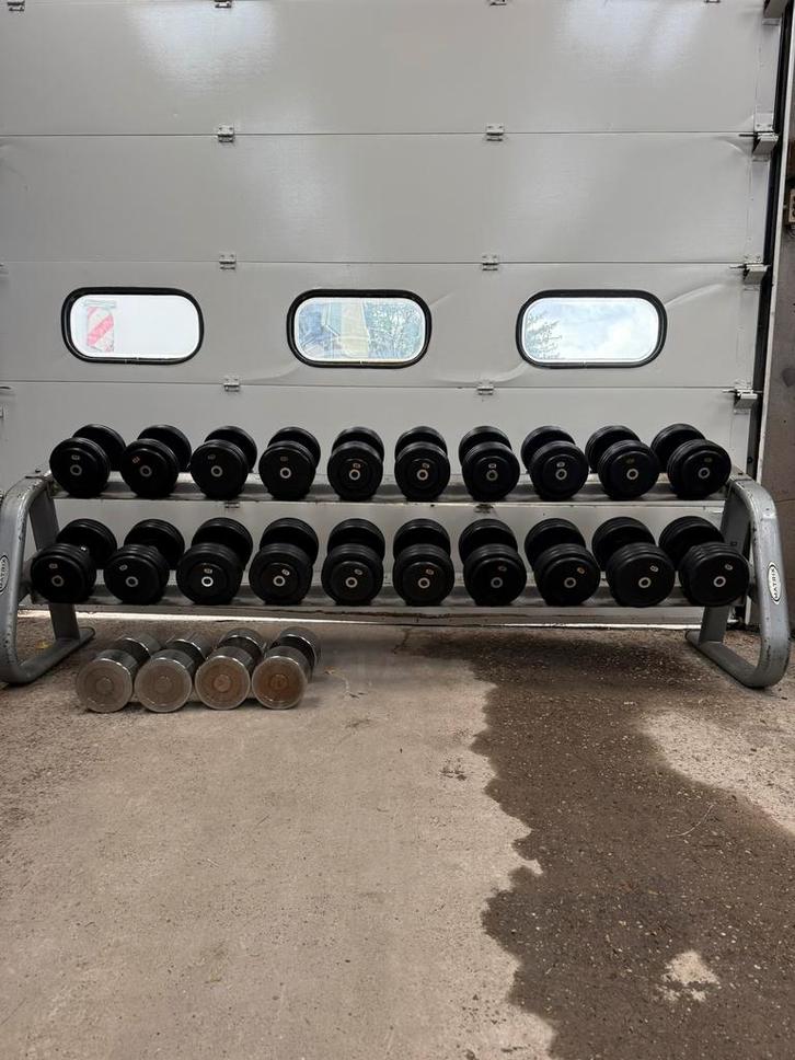 Dumbellrek met dumbells 2 t/m 48 kg , fitness , gym, gewicht, Sport en Fitness, Fitnessmaterialen, Gebruikt, Dumbbell, Armen, Benen
