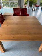 Massief eiken eettafel, Ophalen, 200 cm of meer, 50 tot 100 cm, Zo goed als nieuw