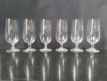 Zes bierglazen op voet Joska kristal - Bodenmais tarwe aren  beschikbaar voor biedingen