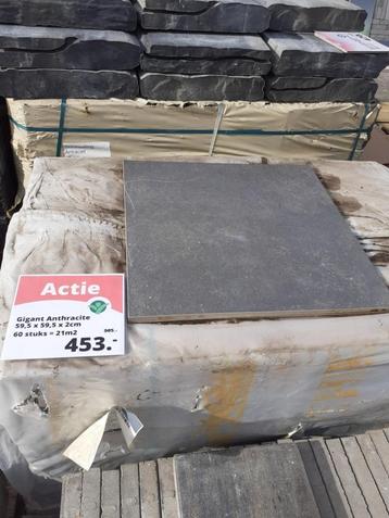 Keramische Tuintegel 60x60x2cm Terrazza Gigant Anthracite  beschikbaar voor biedingen