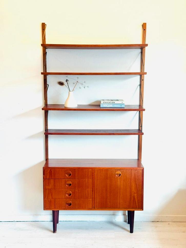 Deense wandkast / wall unit HG Furniture Teak Jaren ’60, Huis en Inrichting, Kasten | Boekenkasten, Zo goed als nieuw, 50 tot 100 cm