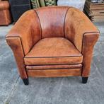 Schapenleren Lounge Atelier fauteuil bruin cognac + BEZORGD, Gebruikt, ., Chesterfield, Ophalen of Verzenden