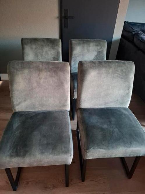 Eetkamerstoelen, Huis en Inrichting, Stoelen, Gebruikt, Vier, Metaal, Stof, Overige kleuren, Ophalen