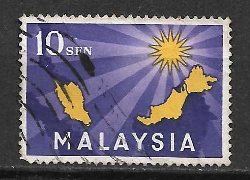 Maleisie 1963 Oprichting federatie van Maleisie, Postzegels en Munten, Postzegels | Azië, Gestempeld, Zuidoost-Azië, Ophalen of Verzenden