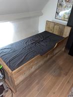 Steigerhouten 1p bed incl lattenbodem, Huis en Inrichting, Slaapkamer | Bedden, Ophalen, 90 cm, Eenpersoons, Bruin