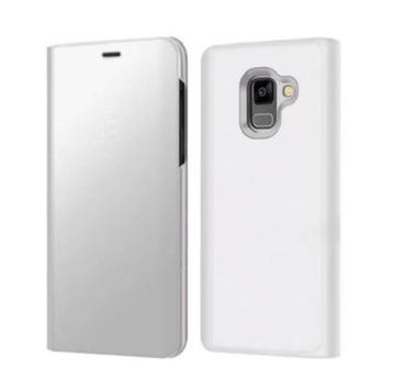 Clear View Stand Cover Set voor Galaxy A8 (2018) – Zilver