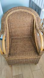 Mooie rieten stevige fauteuil, Ophalen, Zo goed als nieuw, Bruin, Eén