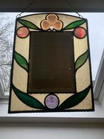 Antiek glas-in-lood raam met geslepen facet rand, Antiek en Kunst, Ophalen of Verzenden, Minder dan 50 cm