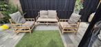 Bamboe Loungeset 4 persoons, Tuin en Terras, Tuinsets en Loungesets, Ophalen, 4 zitplaatsen, Gebruikt, Rotan
