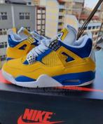 Nike Air Jordan 4 sneakers – yellow/blue – size 41 – excelle, Ophalen of Verzenden, Zo goed als nieuw, Blauw