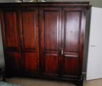 Massief teak houten 4 deurs linnenkast, Huis en Inrichting, Kasten | Kledingkasten, Ophalen, Gebruikt, 200 cm of meer, Koloniaal