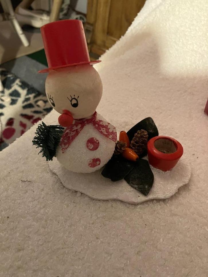 Sneeuwman op eilandje  kerst, Antiek en Kunst, Curiosa en Brocante, Ophalen of Verzenden
