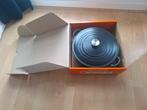 Le Creuset 28 zwarte braadpan, Gebruikt, Gietijzer, Ophalen of Verzenden, Keramische plaat